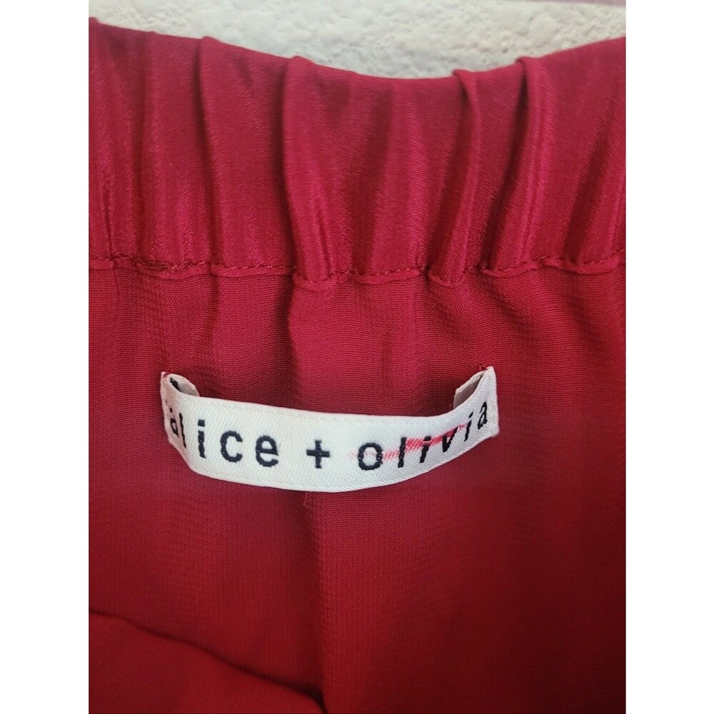 Alice + Olivia Red Silk Off the Shoulder Balloon Sleeve Mini Dress Size Small - Picture 4 of 7